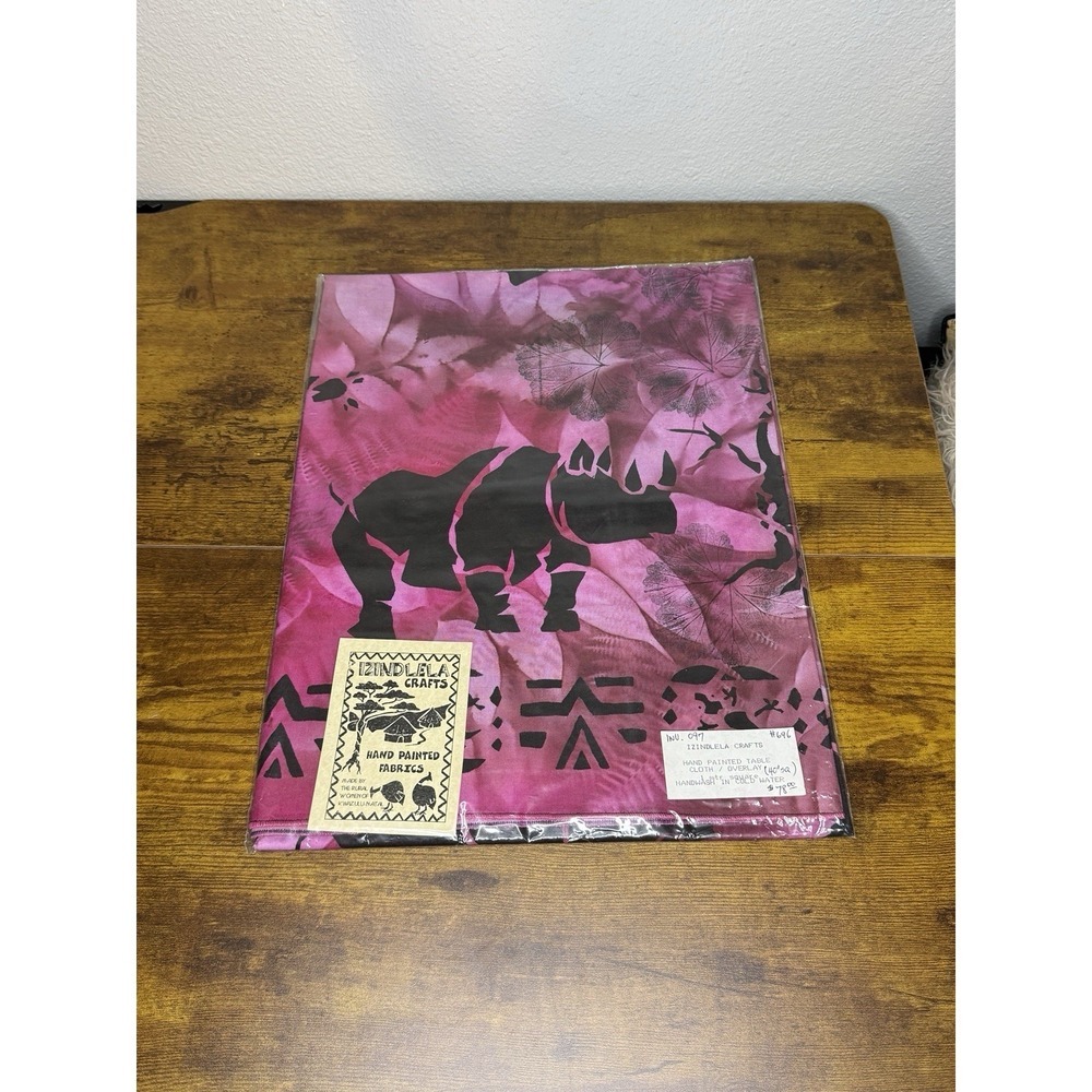 Vintage South African Hand Dyed & Painted Tie Dye Safari Tribal Table Cloth